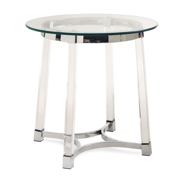 Bowery Hill Modern Metal End Table with Glass Top in Chrome/Clear