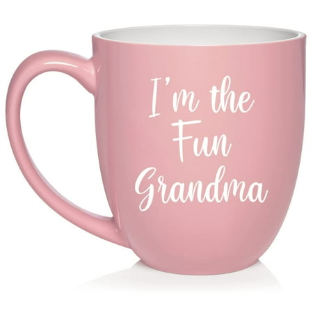 

I m The Fun Grandma Grandmother Ceramic Coffee Mug Tea Cup Gift (16oz Light Pink)