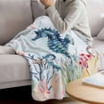 thumbnail image 3 of Coastal Seahorse Blanket Soft Cozy Warm Throw Blanket for Couch, Plush Fuzzy Flannel Fleece Blankets for Sofa, Marine Coral Turtle Jellyfish Oceans Bed Blankets Lightweight Gifts for Women, 50"x60", 3 of 9