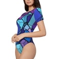 thumbnail image 2 of Lsque Geometry Dash Women's Crew Neck Short Sleeve Bodysuit Basic T Shirts Tops Onesie Adult Cute Pajama-Small, 2 of 8