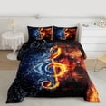thumbnail image 2 of jejeloiu 3D Music Moldy Full Size Comforter Sets,Orange Blue Bedding Sets For Teens Reversible 3pcs, 2 of 8