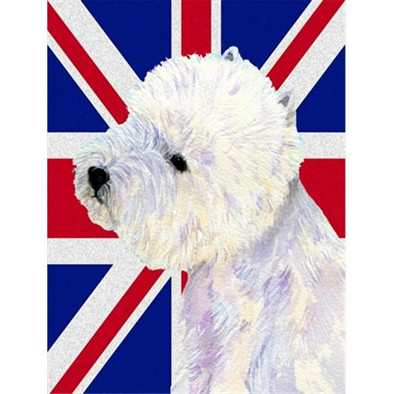 Westie With English Union Jack British Flag Flag Canvas House Size