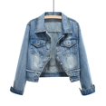 thumbnail image 2 of Womens Jackets Winter, Long-Sleeved Collared Denim Jacket, 2 of 9