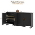 thumbnail image 2 of 60" Sideboard Buffet Cabinet with Storage & Adjustable Shelves, Farmhouse Curved Design Coffee Bar Cabinet with 4 Doors for Living Room, Kitchen, Hallway, Black, 2 of 9