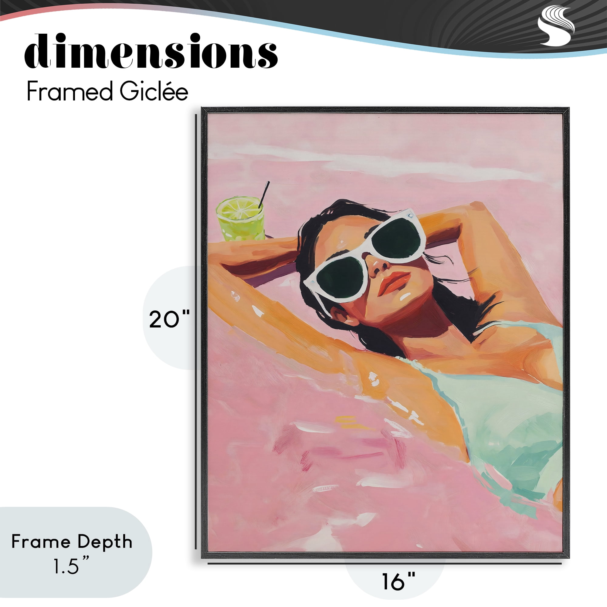 Stupell Industries Trendy Summer Girl Black Framed Giclee Art, design by The Prints Vibe