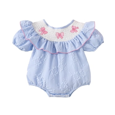 Girls Short Sleeve Prints Romper Ruffles Bodysuits Clothes Lovely Dailywear 3-6 Months