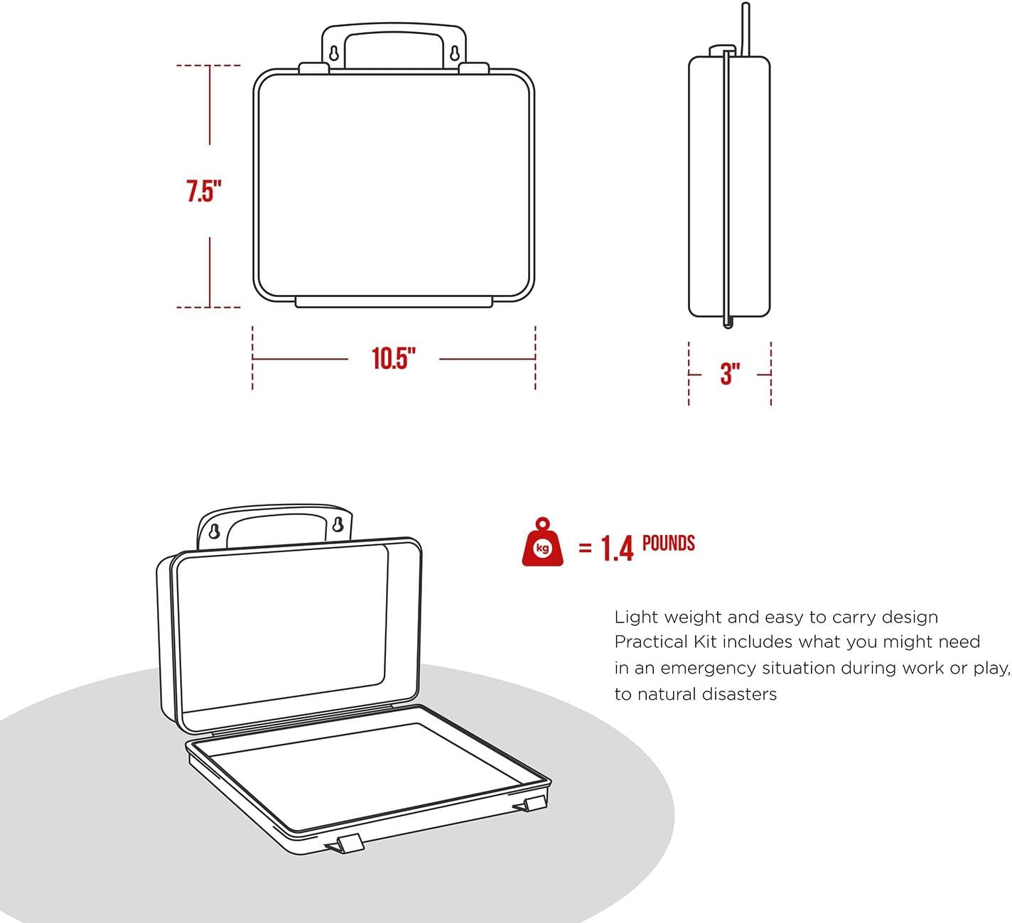 Primacare KC-25PM 25 Person Medium Emergency Preparedness First Aid Kit for Home, School and Office, Wall Mounted