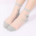 thumbnail image 2 of ZHENHONG Slipper Socks for Women 1 Pairs Women's Ballerina Socks Solid Cute Embroidery Socks Lace Splice Silk Stockings Boat Socks, 2 of 4