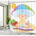 thumbnail image 5 of Ambesonne Cartoon Shower Curtain, Beach Sun Summer Day, 69"Wx84"L, Multicolor, 5 of 5
