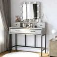 thumbnail image 1 of RoyalCraft Vanity Desk for Makeup with Mirror, Dimmable Lights & Drawers, Grey, 1 of 7