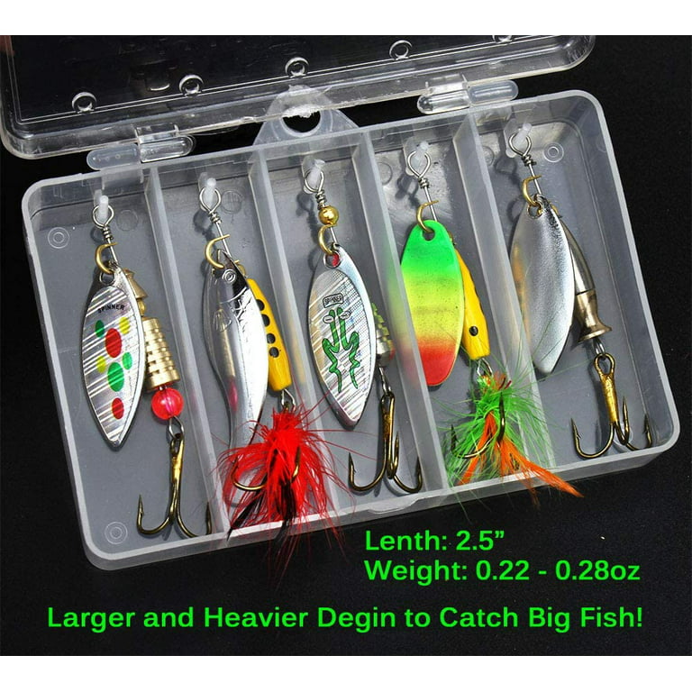 20pcs Fishing Lure , Bass Trout Salmon Hard Metal Spinner Baits Kit with 2  Tackle Boxes 