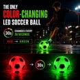 thumbnail image 3 of Glow in the Dark Soccer Ball – Size 5 Ball - Color Changing LED Light Up Socerball – Red & Green Light Every 30 Seconds – Night Sports Fun for All Ages, 3 of 10
