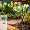 thumbnail image 1 of Lámpara solar para exteriores con 5 tulipanes, resistente al agua, con estaca, decorativa de plástico, para jardín y patio., 1 of 6
