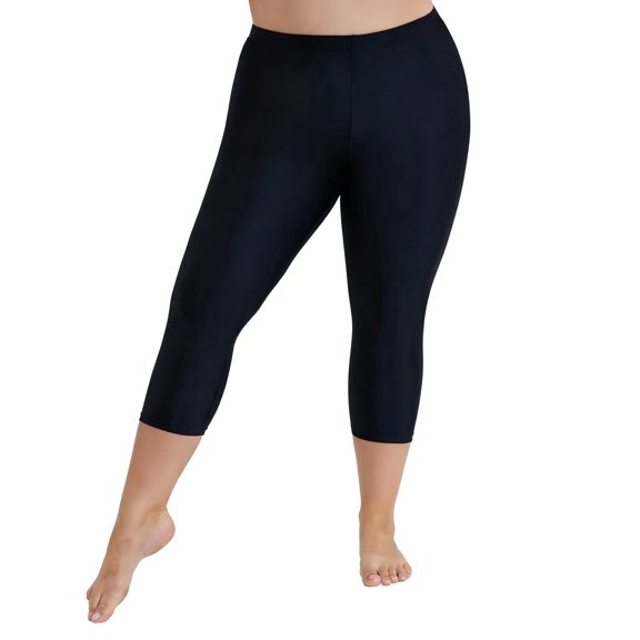 Sociala Womens Plus Size Capris High Waist Swimwear Bottoms Long Swim Shorts Tankini Bottom