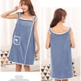 thumbnail image 6 of Fleece Wearable Bath Towel for Women - Soft Absorbent Bath Wrap with Snap Closure - Hands-Free Towel Skirt for Drying, Home Sleepwear, Beach Cover Up - 130x90cm Large Wrap with Side Pocket, 6 of 6