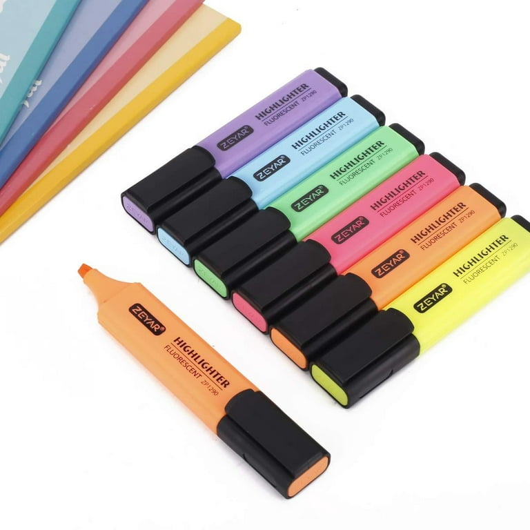  ZEYAR Highlighter, Dual Tip Marker Pen, Chisel and Fine Tips,  Flexible Tip and Soft Touch, Water Based, Assorted Colors, Quick Dry (6  Macaron Colors) : Office Products