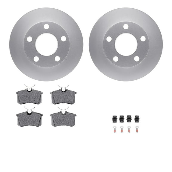 Dynamic Friction Company Rear Geospec Brake Rotors with 5000 Advanced Brake Pads includes Hardware 4512-74084