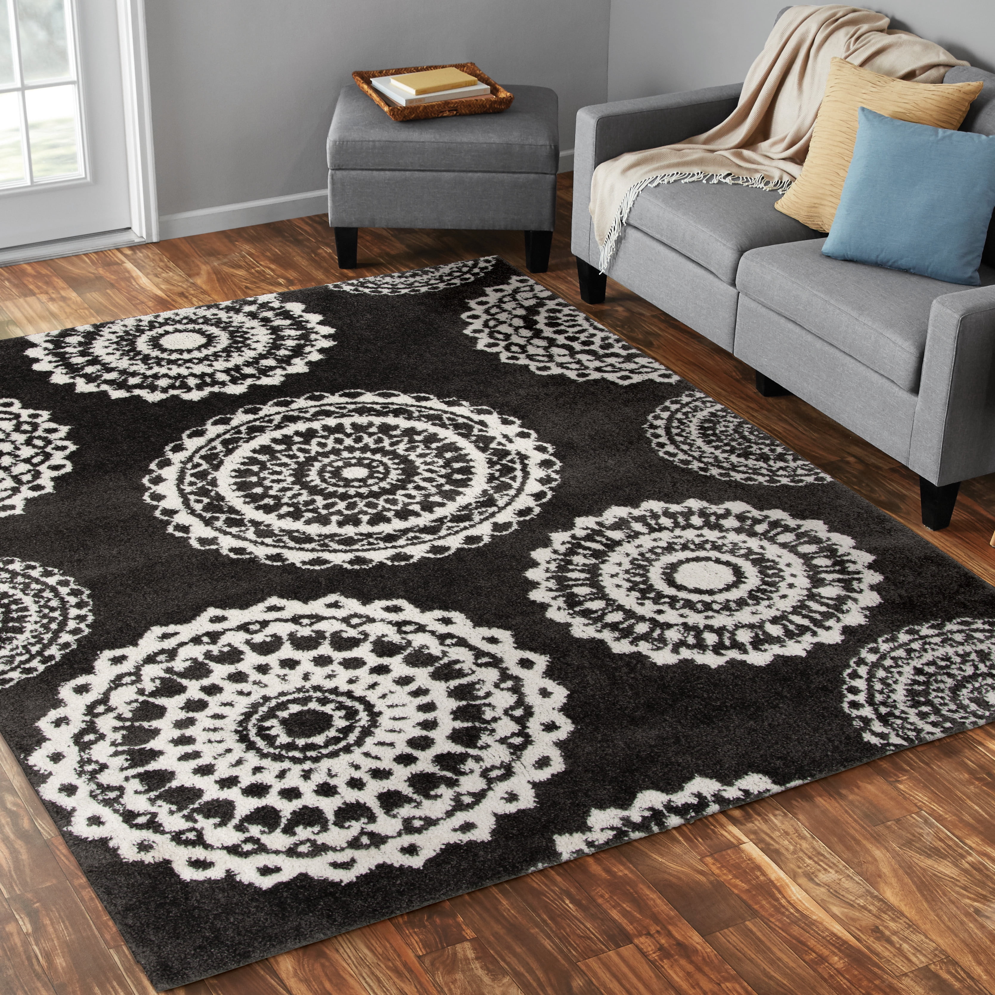 Mainstays 9'X12' Charcoal Gray Medallion Shag Indoor Area Rug
