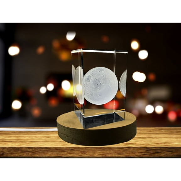 Moon 3D Engraved Crystal Novelty Decor Clear - AB Crystal Collection