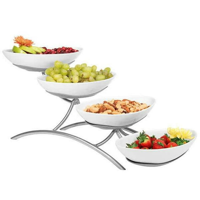 Cal Mil PP2000-39 4 Tier Bowl Display-Platnum - Silver