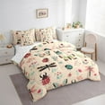 thumbnail image 3 of Homewish Cartoon Butterfly Ladybug Bedding Comforter Set 7pcs, Cute Animal Insect King Bedding Sets, Princess Wheat Cartoon Reversible Bed Sheets, Microfiber Bedroom Decor, 3 of 7