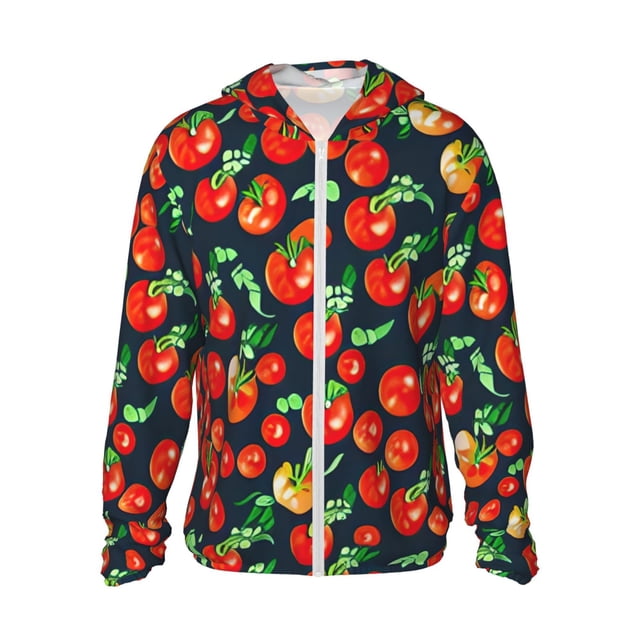 Fotbe Tomatoes Chaqueta con Protección Solar UPF 50+ para Hombre y Mujer, Camisa con Capucha y Bolsillos-Large