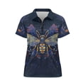thumbnail image 6 of Whosucclay Dragonfly Pattern Tennis Short Sleeved Shirt for Golf Exercise, Collared Polyester Polo Shirts Lightweight Fashion Women Short Sleeve Golf Shirts Size Large, 6 of 10