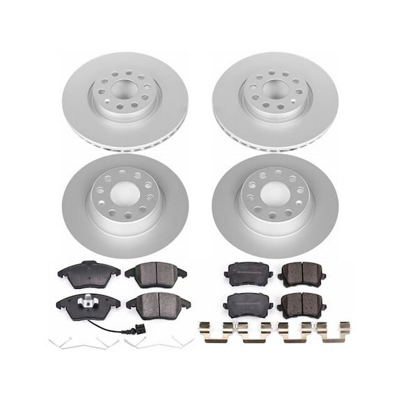 Front and Rear Brake Pad and Rotor Kit - Compatible with 2009 Volkswagen Passat 2.0L 4-Cylinder Turbocharged