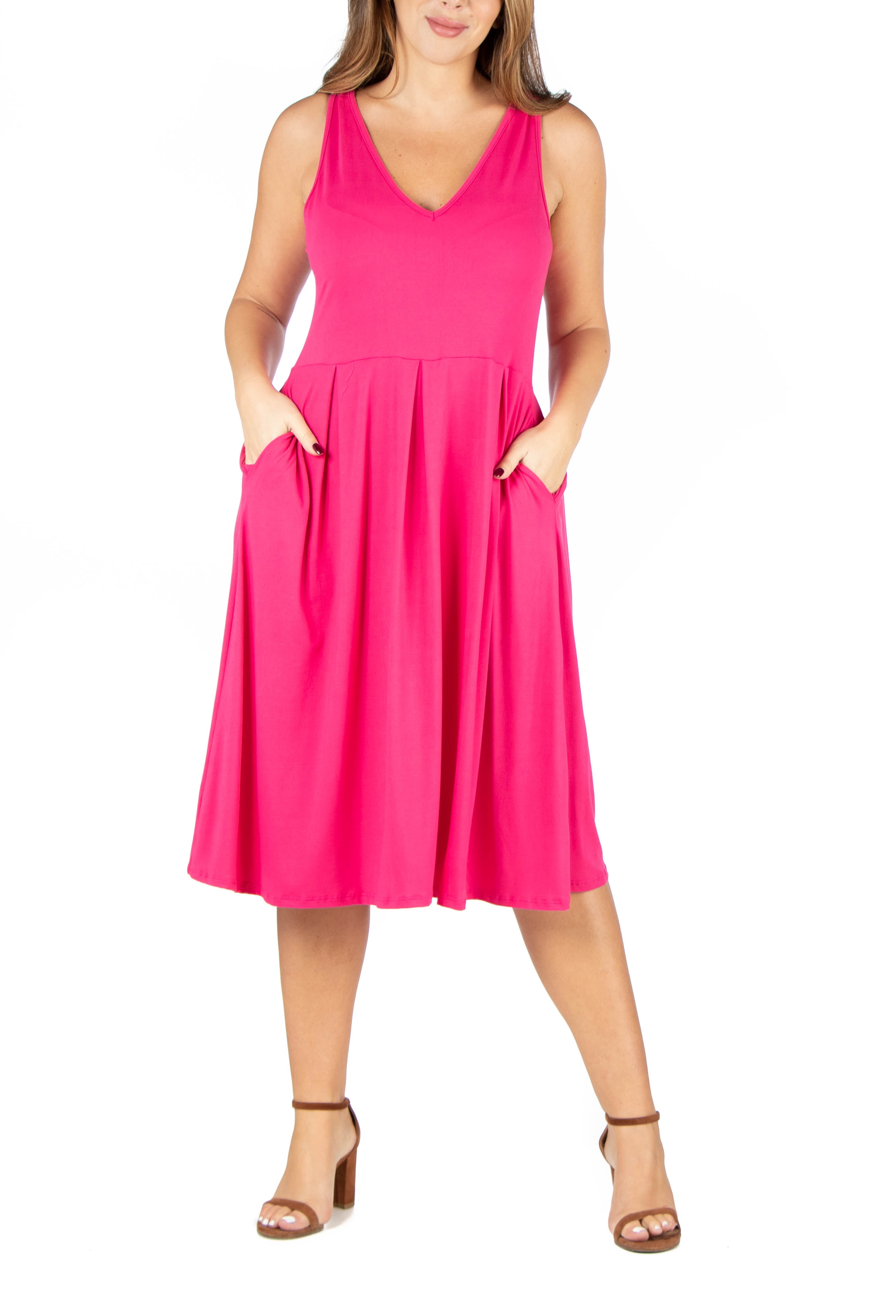 plus size pink fit and flare dress