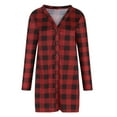thumbnail image 4 of IROINNID Women's Mid-Long Woolen Coat Plaid Long Sleeve Comfy Casual Pockets Tops Jacket Plaid Coat, Black, 4 of 6