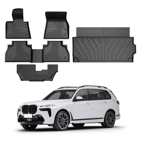 DIKSOAKR Full Set All Weather TPE Floor Mats &Trunk Mat For BMW X7 2019-2026 (Only 7-Seater, Not for 2021-2022 X7 50i / 2025 X7 40i)