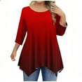 thumbnail image 2 of FDGIU Women's Plus Size Loose Fit Tunic - Long Sleeve Round Neck Curve Hem Solid Casual T-Shirt Tops, 2 of 5