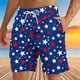 thumbnail image 1 of Puntoco Pantalones Cortos Para Hombre Con Bolsillo Con Cordón Y Estampado Del Día De La Independencia, Color Azul Xl,Pantalones Cortos Hombre, 1 of 4