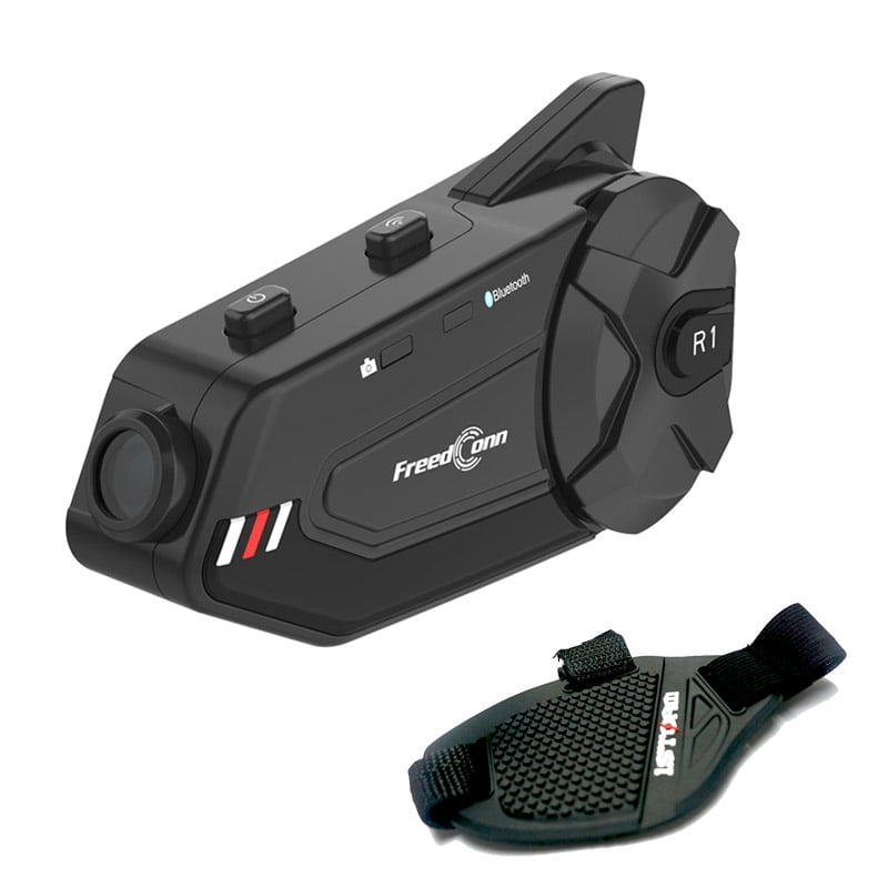Motorcycle Helmet Headset FreedConn R1plus Bluetooth Intercom with 1080P Camera FM Radio 1000M 6 Riders Waterproof Wireless Communication Sysstems 