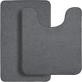 thumbnail image 6 of Bathroom Rug Set of 2, Toilet Rug, Quick Dry, Non-Slip, Machine Washable, Fit Under Doors, Absorbent Bathroom Rug（Dark Gray 20" x 32"+20" x 24"，U）, 6 of 6