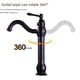 thumbnail image 5 of Grifo de latón antiguo con grifo de lavabo giratorio de 360 grados para agua caliente y fría, grifo de lavabo alto con cabezal de agua negro, 5 of 5