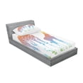 thumbnail image 2 of Giraffe Fitted Sheet & Pillow Sham Set, Mom Giraffe in Rainbow Colors Abstract Art Surrealist Image of Animal, Decorative Printed 2 Piece Bedding Decor Set, Twin, White Yellow, by Ambesonne, 2 of 2