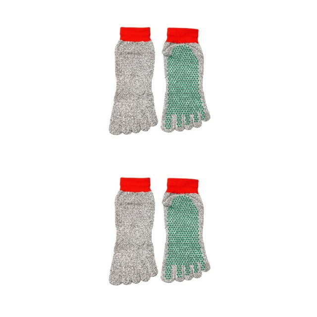 maskred Prévenir les Blessures au Pied pour Toute Aventure avec Chaussettes à 5 Orteils Résistantes Gris Vert Rouge 2Ensemble