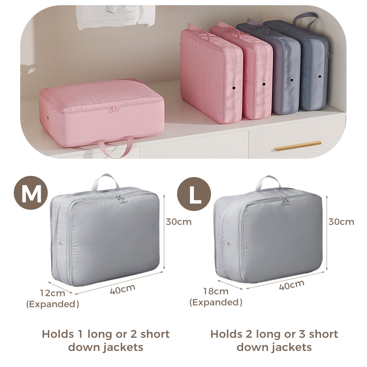 AUXDIQ 3 PCS Compression Packing Cubes Travel Luggage Organizer Bags Set Packing Organizers Compression Suitcase Bag Travel Essential Bag