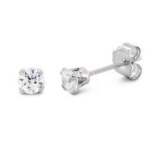 Sterling Silver CZ Stud Earrings 3MM (OneSize)