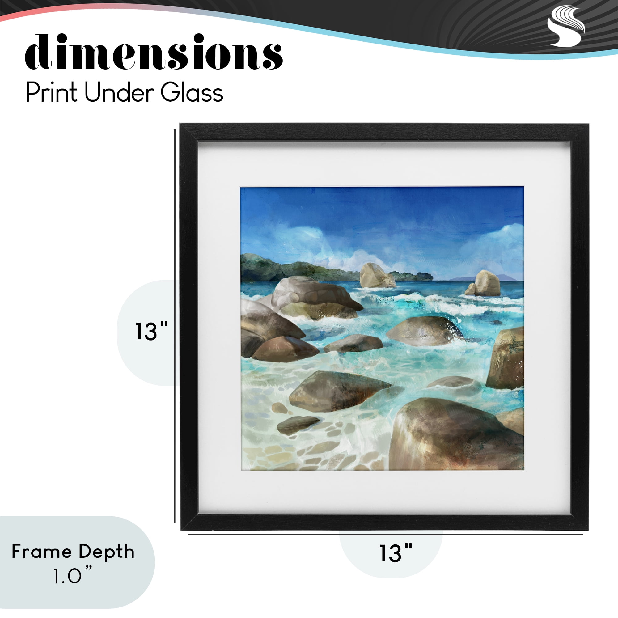Stupell Industries Low Tide Rocks on Shore Black Framed Print Under Glass, design by Mauro Devereaux