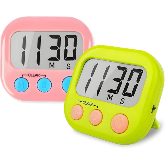 2 Pack Digital Kitchen Timer, Learning Management, Suitable for Kitchen, Study, Work, Exercise Training, Outdoor Activities(not Including Battery).