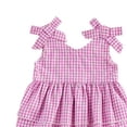 thumbnail image 5 of Girls Pink Gingham 2 Piece Matching Set Kids Summer Outfit 100% Cotton Sleeveless Peplum Top Wide Leg Pants,Size 6-12 Months, 5 of 5