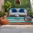 thumbnail image 2 of Aqua Brown Outdoor Rug for Patio/Deck/Porch, Non-Slip Large Area Rug 6 x 9 Ft, Oil Painting Abstract Art Modern Striped Indoor Outdoor Rugs Washable Area Rugs, Reversible Camping Rug Carpet Runner, 2 of 8