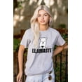 thumbnail image 3 of Llamaste Namaste Spiritual Llama Plus Size Crewneck Graphic Tee Shirt Brisco Brands 4X, 3 of 5