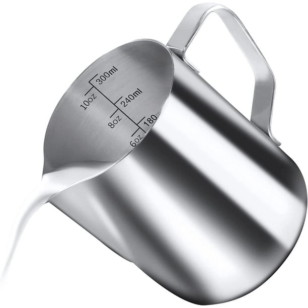 Milk Frothing Pitcher 3 Measurement Scales Cup Ml Oz Scale 304 Stainless Steel Steaming Pitcher For Coffee Machine Cafe Milk Frother Cup Latte Art Maker 300 Ml 10 Fl Oz 1 25 Cups Walmart Com Walmart Com