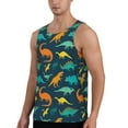 thumbnail image 2 of Fotbe Colorful Dinosaur Pattern Men's Quick Dry Workout Tank Top Gym Muscle Tee Fitness Bodybuilding Sleeveless T Shirt Breathable Workout Shirt-3X-Large, 2 of 9