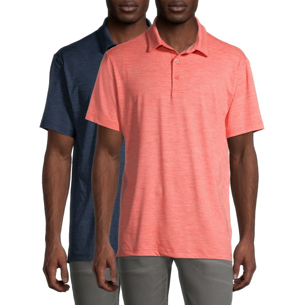 Men's Textured Poly Polo, 2Pack