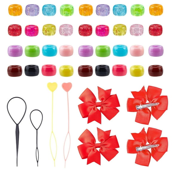 414 Pcs Hair Braiding Tool Hair Braider Hair Twist Tool Kit with Hair Clips & Acrylic European Beads for Hair Styling Accessories