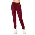 thumbnail image 1 of Women's Solid Brushed Jogger Pants With Pocket, Plus size - BURGUNDY 3XL, 1 of 3